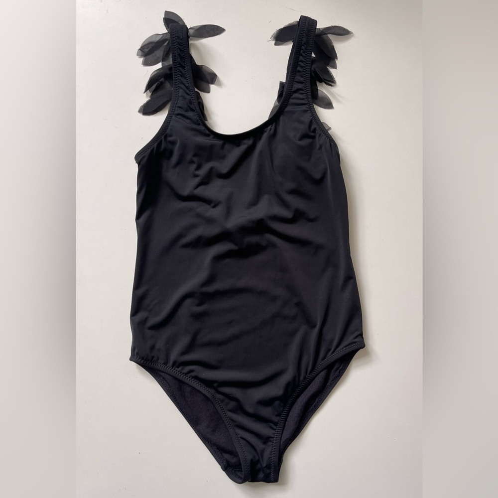 Stella Cove Girl’s Black Bathing Suit with Petals - 12Y